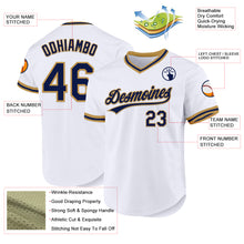 Load image into Gallery viewer, Custom White Navy-Old Gold Authentic Throwback Baseball Jersey