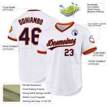 Load image into Gallery viewer, Custom White Navy-Orange Authentic Throwback Baseball Jersey