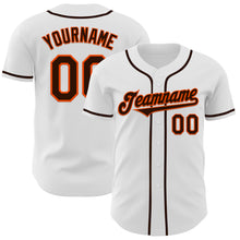 Load image into Gallery viewer, Custom White Brown-Orange Authentic Baseball Jersey