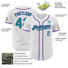 Load image into Gallery viewer, Custom White Teal-Purple Authentic Baseball Jersey