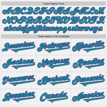 Load image into Gallery viewer, Custom White Teal-Purple Authentic Baseball Jersey