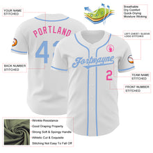 Load image into Gallery viewer, Custom White Light Blue-Pink Authentic Baseball Jersey
