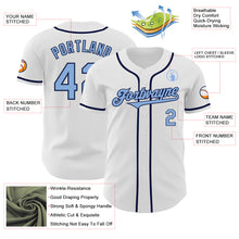 Load image into Gallery viewer, Custom White Light Blue-Navy Authentic Baseball Jersey