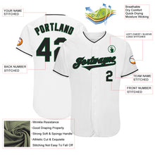 Load image into Gallery viewer, Custom White Black-Green Authentic Baseball Jersey