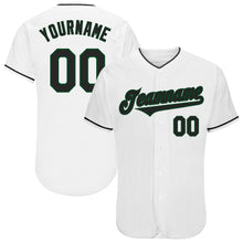 Load image into Gallery viewer, Custom White Black-Green Authentic Baseball Jersey