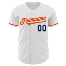 Load image into Gallery viewer, Custom White Navy Gray-Orange Authentic Baseball Jersey