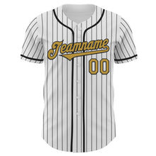 Load image into Gallery viewer, Custom White Black Pinstripe Old Gold Authentic Baseball Jersey