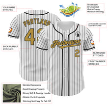 Load image into Gallery viewer, Custom White Black Pinstripe Old Gold Authentic Baseball Jersey