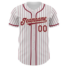 Load image into Gallery viewer, Custom White Crimson Pinstripe Cream Authentic Baseball Jersey