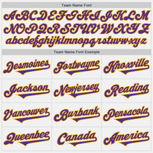 Load image into Gallery viewer, Custom White Purple Pinstripe Gold Authentic Baseball Jersey