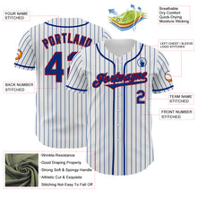 Load image into Gallery viewer, Custom White Royal Pinstripe Red Authentic Baseball Jersey