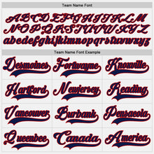 Load image into Gallery viewer, Custom White Navy-Red Hockey Jersey