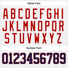 Load image into Gallery viewer, Custom White Navy-Red Hockey Jersey