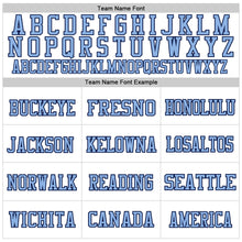 Load image into Gallery viewer, Custom White Light Blue-Navy Mesh Authentic Football Jersey