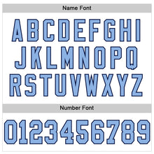 Load image into Gallery viewer, Custom White Light Blue-Navy Mesh Authentic Football Jersey