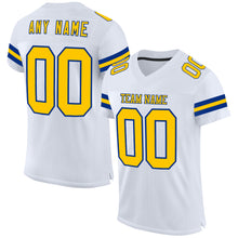 Load image into Gallery viewer, Custom White Yellow-Royal Mesh Authentic Football Jersey
