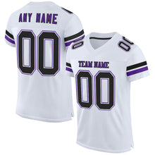 Load image into Gallery viewer, Custom White Black-Purple Mesh Authentic Football Jersey