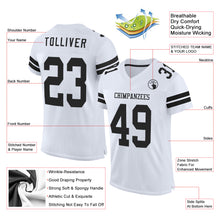 Load image into Gallery viewer, Custom White Black Mesh Authentic Football Jersey