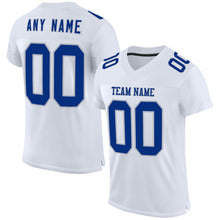 Load image into Gallery viewer, Custom White Royal-Gray Mesh Authentic Football Jersey