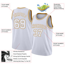Load image into Gallery viewer, Custom White Old Gold Authentic Basketball Jersey
