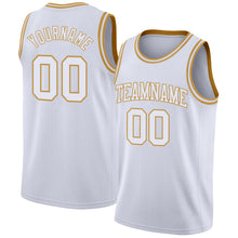 Load image into Gallery viewer, Custom White Old Gold Authentic Basketball Jersey