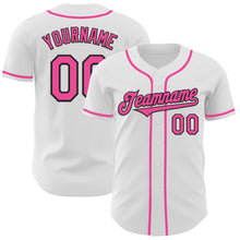 Load image into Gallery viewer, Custom White Pink-Black Authentic Baseball Jersey