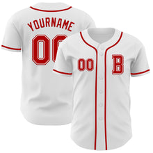 Load image into Gallery viewer, Custom White Red Authentic Baseball Jersey