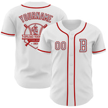 Load image into Gallery viewer, Custom White Gray-Red Authentic Baseball Jersey