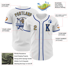 Load image into Gallery viewer, Custom White Old Gold-Royal Authentic Baseball Jersey
