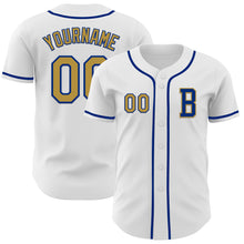 Load image into Gallery viewer, Custom White Old Gold-Royal Authentic Baseball Jersey