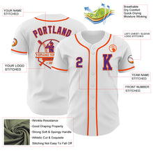 Load image into Gallery viewer, Custom White Purple-Orange Authentic Baseball Jersey