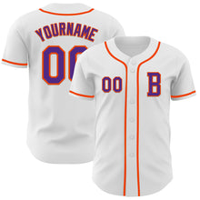 Load image into Gallery viewer, Custom White Purple-Orange Authentic Baseball Jersey