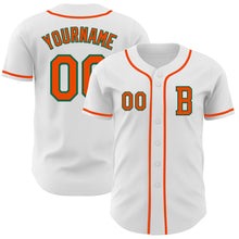 Load image into Gallery viewer, Custom White Orange-Kelly Green Authentic Baseball Jersey
