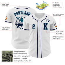 Load image into Gallery viewer, Custom White Navy Gray-Teal Authentic Baseball Jersey