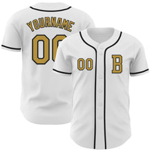 Load image into Gallery viewer, Custom White Old Gold-Black Authentic Baseball Jersey