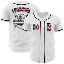 Load image into Gallery viewer, Custom White Vintage USA Flag-Black Authentic Baseball Jersey