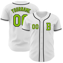 Load image into Gallery viewer, Custom White Neon Green-Black Authentic Baseball Jersey