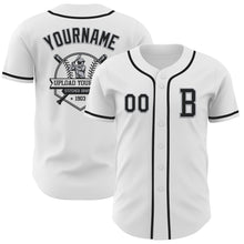 Load image into Gallery viewer, Custom White Black-Gray Authentic Baseball Jersey