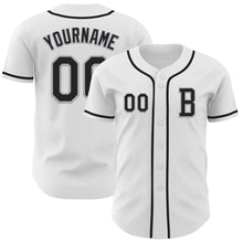 Load image into Gallery viewer, Custom White Black-Gray Authentic Baseball Jersey