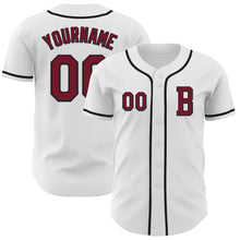 Load image into Gallery viewer, Custom White Crimson-Black Authentic Baseball Jersey