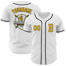 Load image into Gallery viewer, Custom White Gold-Black Authentic Baseball Jersey