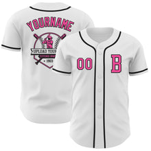 Load image into Gallery viewer, Custom White Pink-Black Authentic Baseball Jersey