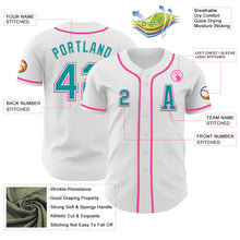 Load image into Gallery viewer, Custom White Teal-Pink Authentic Baseball Jersey