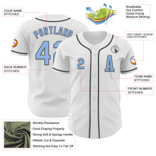 Load image into Gallery viewer, Custom White Light Blue-Steel Gray Authentic Baseball Jersey