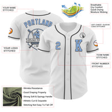 Load image into Gallery viewer, Custom White Light Blue-Steel Gray Authentic Baseball Jersey