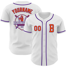 Load image into Gallery viewer, Custom White Orange-Purple Authentic Baseball Jersey