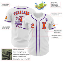 Load image into Gallery viewer, Custom White Orange-Purple Authentic Baseball Jersey