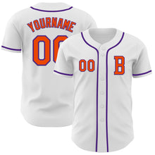 Load image into Gallery viewer, Custom White Orange-Purple Authentic Baseball Jersey