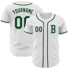 Load image into Gallery viewer, Custom White Green-Gray Authentic Baseball Jersey