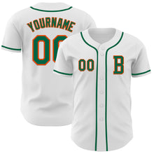 Load image into Gallery viewer, Custom White Kelly Green-Orange Authentic Baseball Jersey